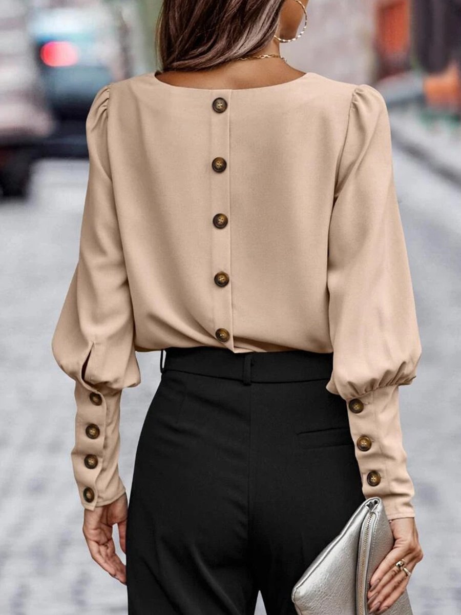 Sophisticated Buttons Blouse with Puffed Sleeves