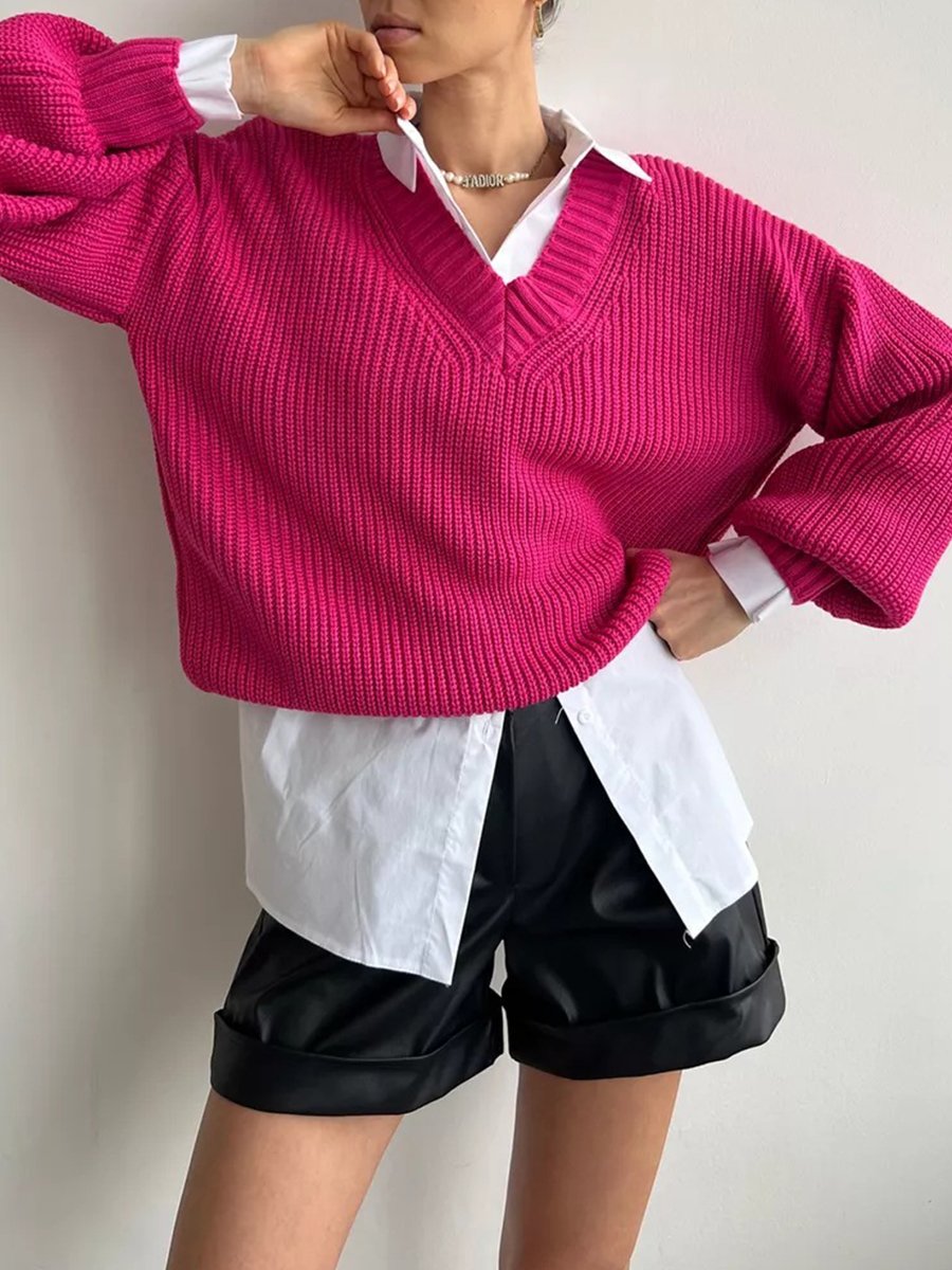 V-neck Sweater Available In Multiple Colors