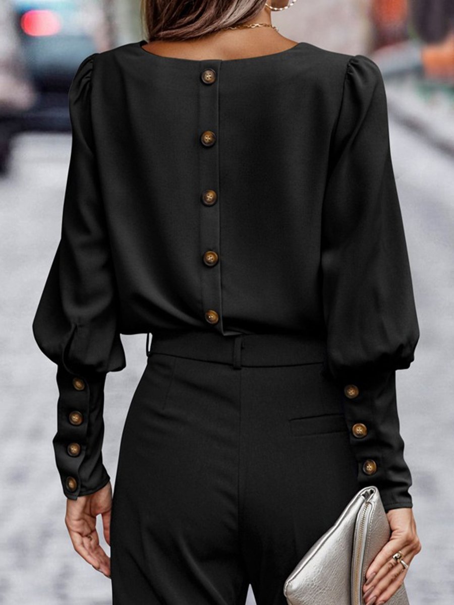 Sophisticated Buttons Blouse with Puffed Sleeves