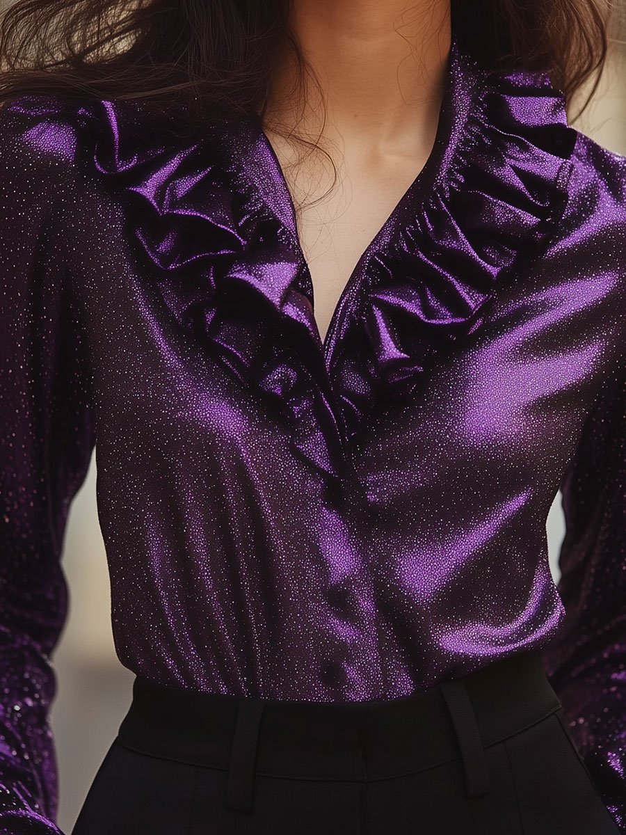 Sparkling Purple Satin Blouse