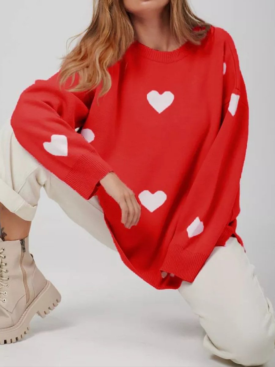 Long Sleeve Printed Knitted Sweater