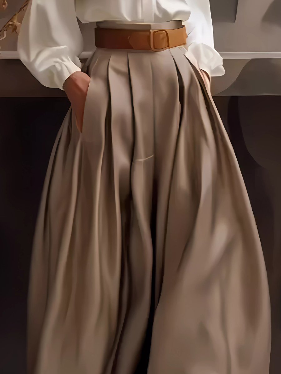 Chic Plain Wide-Leg Trousers