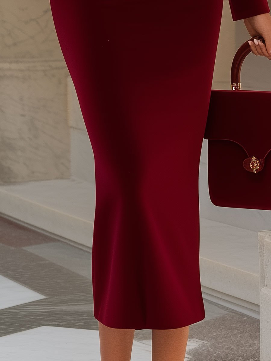 Burgundy Velvet Dress with Luxe Fur Collar