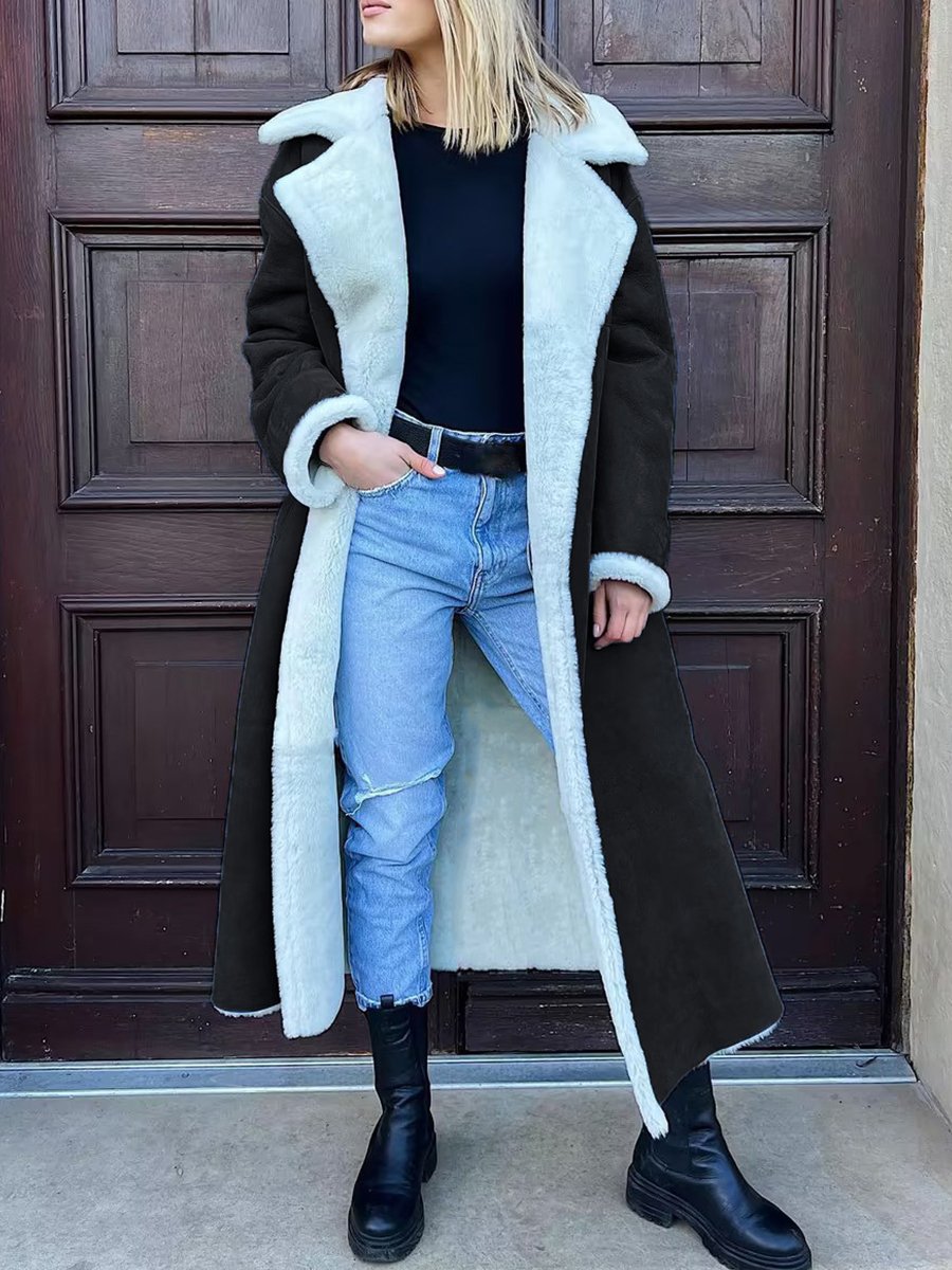 Cozy Shearling-Lined Fake Fur Fleece Coat