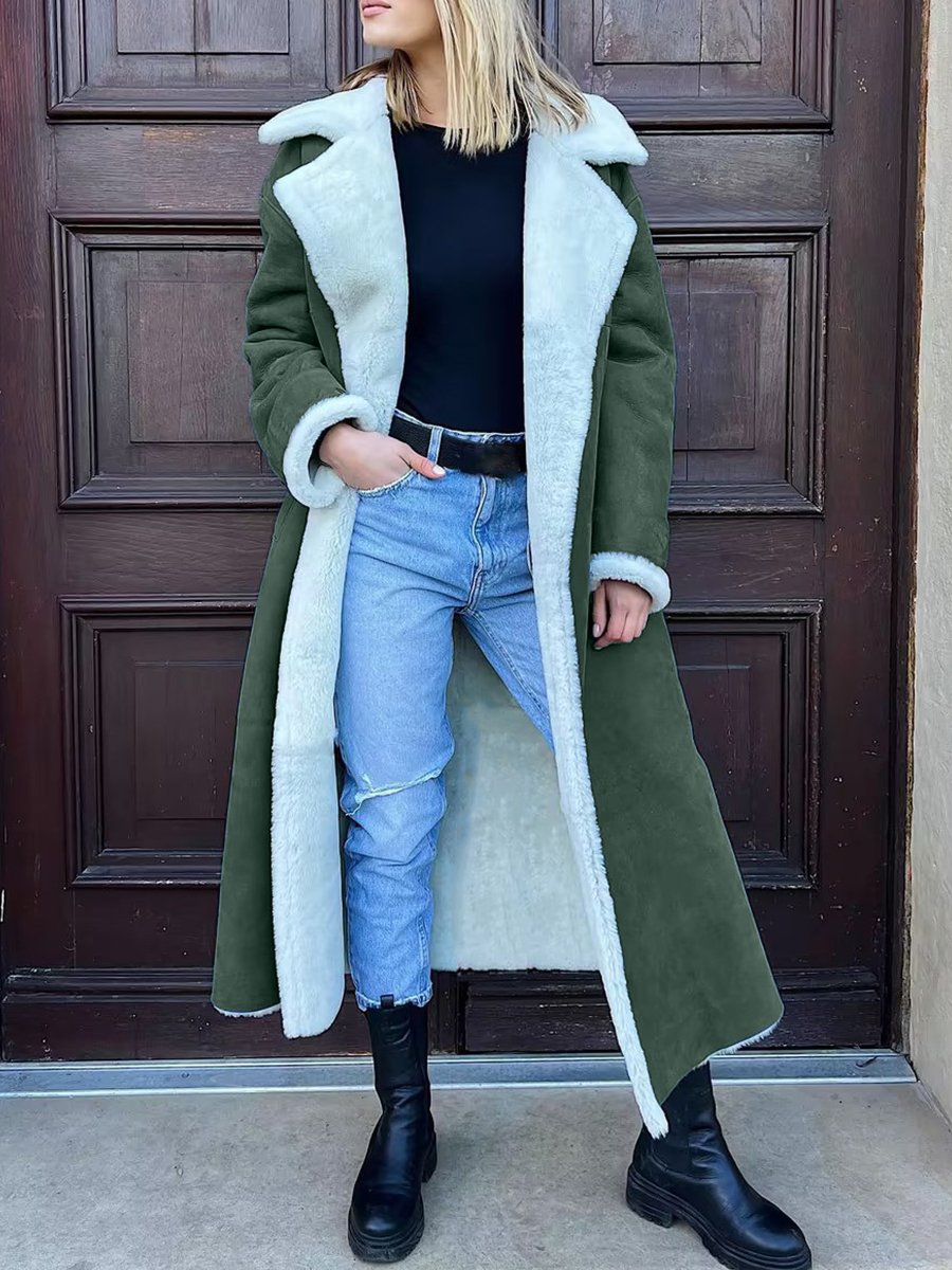 Cozy Shearling-Lined Fake Fur Fleece Coat