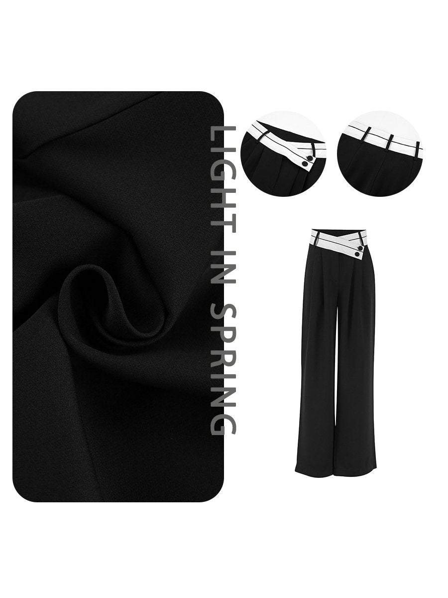 Chic Contrast: High-Waisted Black and White Wide-Leg Pants