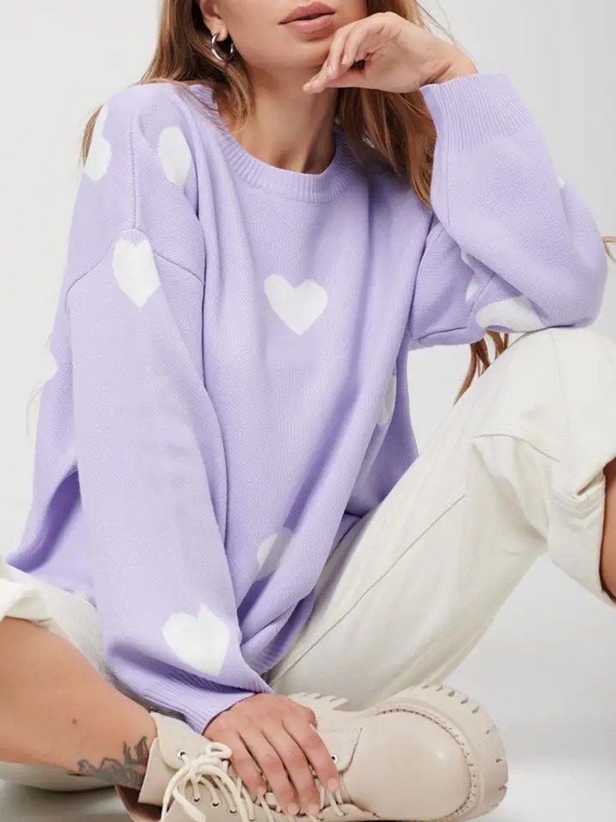 Long Sleeve Printed Knitted Sweater