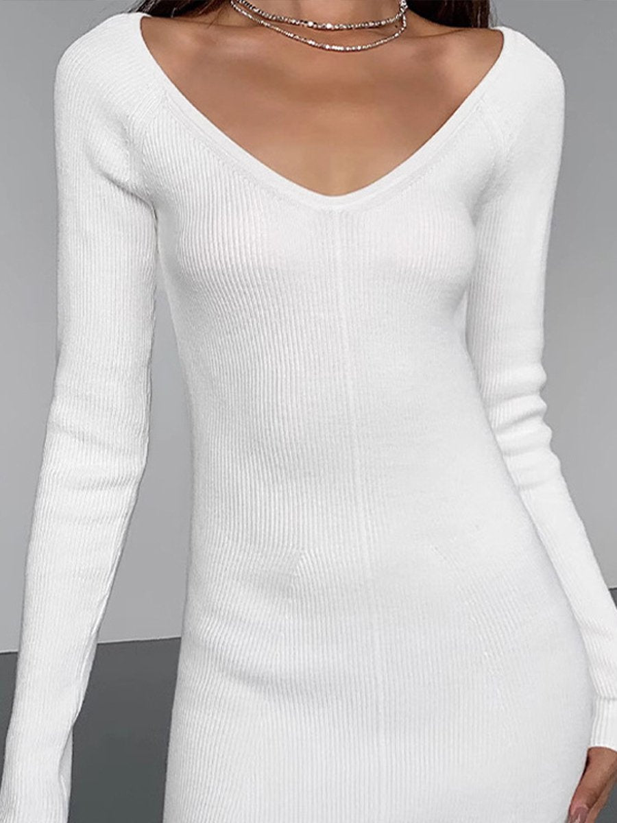 V-neck Knitted Dress