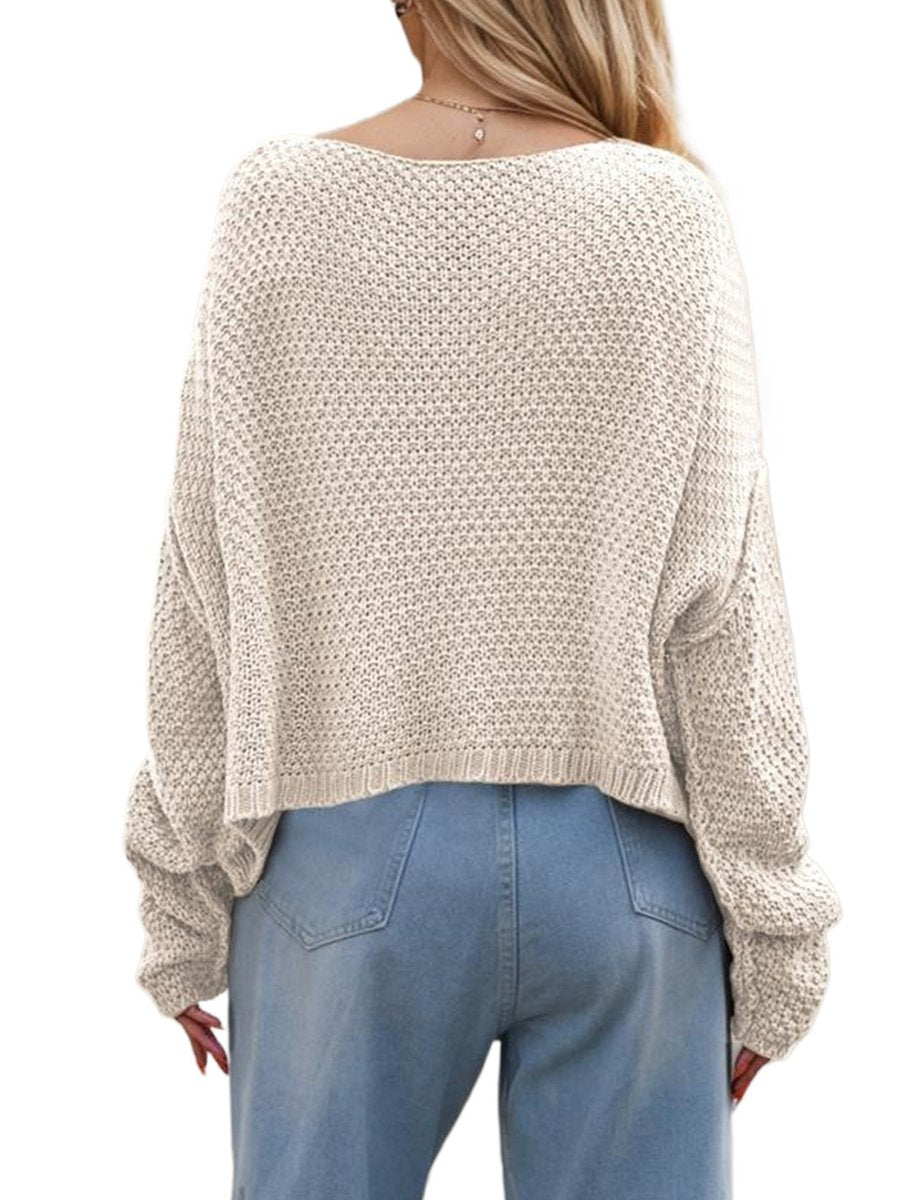 Round Neck Twisted Loose Pullover Sweater