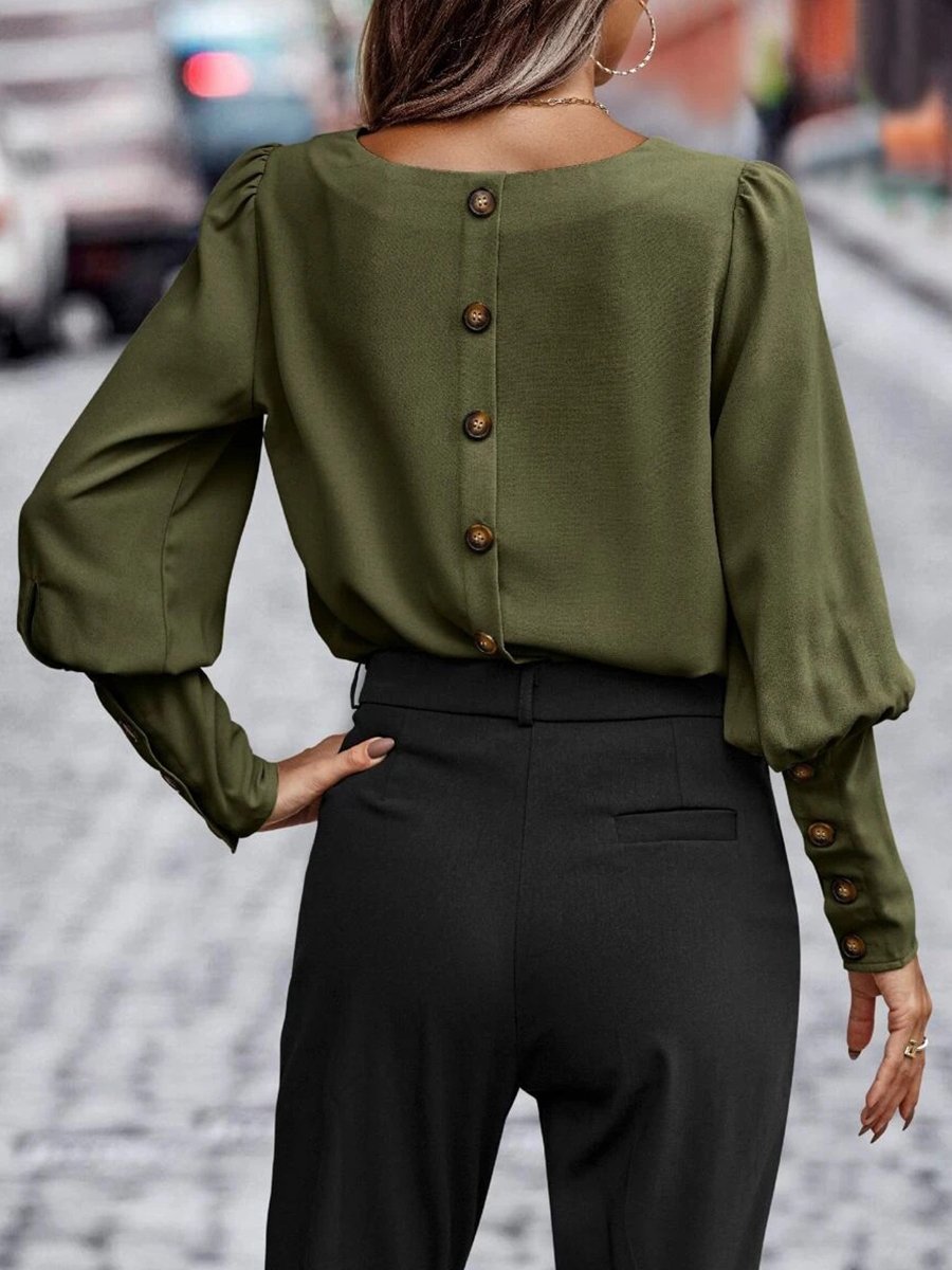 Sophisticated Buttons Blouse with Puffed Sleeves