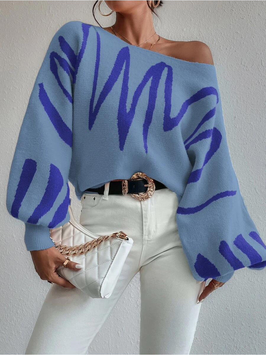 Loose Pullover Knitted Lantern Sleeve Sweater