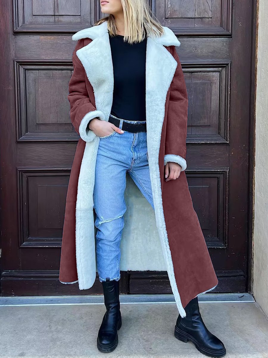 Cozy Shearling-Lined Fake Fur Fleece Coat